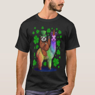 T-shirt Saint Paddys Lama Sloth Shamrock Lucky St patrick