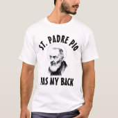 T-shirt Saint Padre Pio a mon dos catholique noir et blanc (Devant)