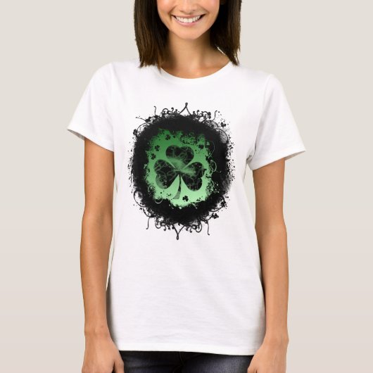 T-shirt Saint-Patrick grunge-goth trèfle (Devant)