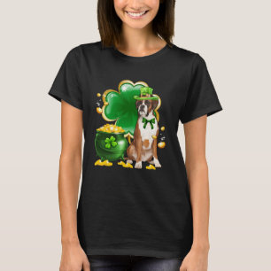 T-shirt Saint Patrick Jour Leprechaun Boxer Chien Shamrock