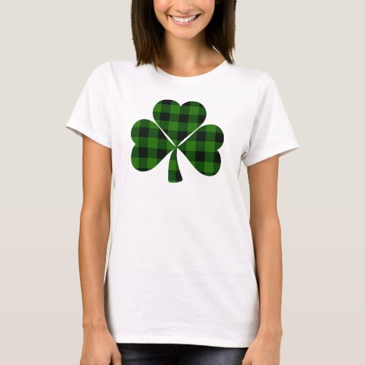 T-shirt Saint Patrick’s day, shamrock irlandais vert plaid (Devant)