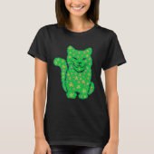 T-shirt Saint Patrick's day Chat Silhouette Green Shamrock (Devant)