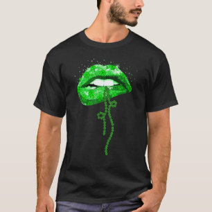 T-shirt Saint Patrick's Day Funny Green Lips Costume graph