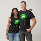 T-shirt Saint Patrick's Day Funny Green Lips Costume graph (Unisexe)
