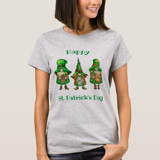 T-shirt Saint Patrick's Day Green Girl Gnomes (Devant)