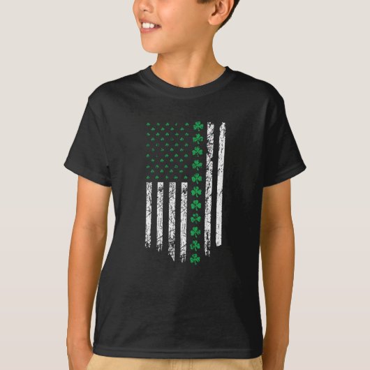 T-shirt Saint Patrick's Day Irish American Flag Retro (Devant)