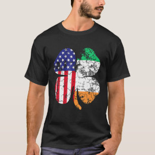 T-shirt Saint Patrick's Day Irish American Flag Shamrock c