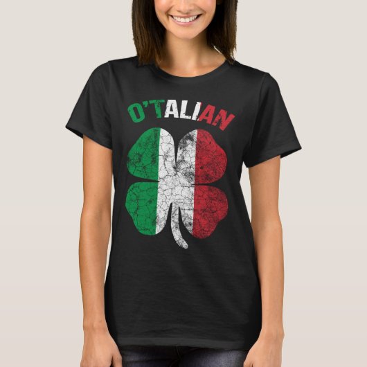 T-shirt Saint Patricks Day Irish Italian O'talian Shamrock (Devant)
