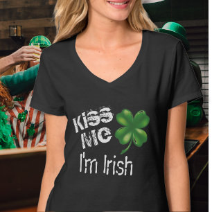 T-shirt Saint Patrick's Day Kiss Me Je suis Shamrock noir