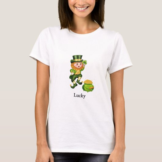T-shirt Saint Patrick's Day leprechaun & pot d'or (Devant)