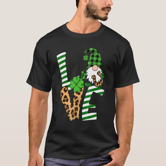 T-shirt Saint Patrick's Day Love Shamrock Gnomies Luck (Devant)