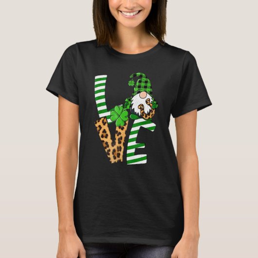 T-shirt Saint Patrick's Day Love Shamrocks Gnomies Lucky (Devant)
