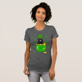 T-shirt Saint Patrick's Day Shamrock Pot of Gold Black Cat (Devant entier)
