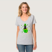 T-shirt Saint Patrick's Day Shamrock Pot of Gold Black Cat (Devant entier)
