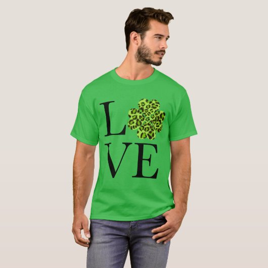 T-shirt Saint-Patty’s day shamrock léopard de guépard vert (Devant entier)