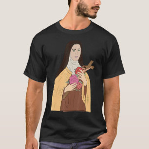 T-shirt Saint Thérèse De Lisieux Petite Fleur Rose Cath