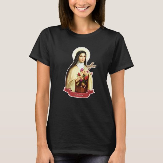 T-shirt Saint Thérèse De Lisieux Petite Fleur Rose Cath (Devant)