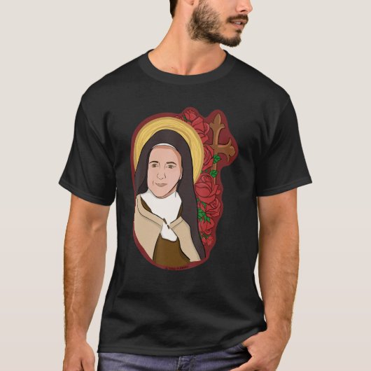 T-shirt Saint Thérèse De Lisieux Petite Fleur Rose Cath (Devant)