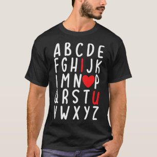 T-shirt Saint Valentin Abc I Love You Heart Teacher Cadeau