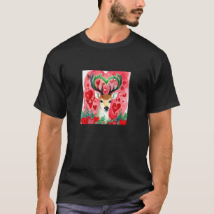 T-shirt Saint-Valentin Amour Coeur Cerf Mignon Petite Amie