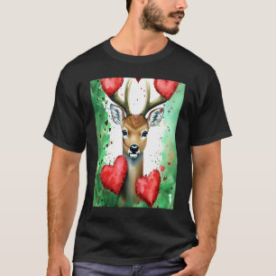 T-shirt Saint-Valentin Amour Coeur Cerf Mignon Petite Amie