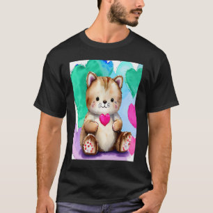 T-shirt Saint Valentin Amour Coeur Chat Teddy Girlfriend W