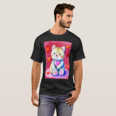 T-shirt Saint Valentin Amour Coeur Chat Teddy Girlfriend W (Devant entier)