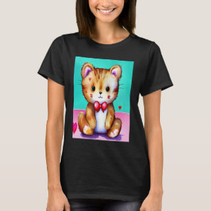 T-shirt Saint Valentin Amour Coeur Chat Teddy Girlfriend W