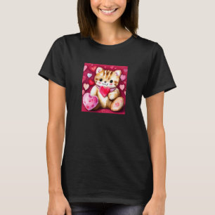 T-shirt Saint Valentin Amour Coeur Chat Teddy Girlfriend W