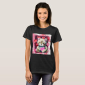 T-shirt Saint Valentin Amour Coeur Chat Teddy Girlfriend W (Devant entier)
