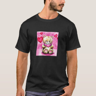 T-shirt Saint-Valentin Amour Coeur Chat Teddy Petite Amie
