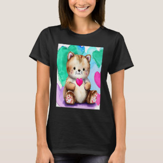 T-shirt Saint-Valentin Amour Coeur Chat Teddy Petite Amie 