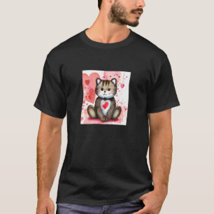 T-shirt Saint-Valentin Amour Coeur Chat Teddy Petite Amie
