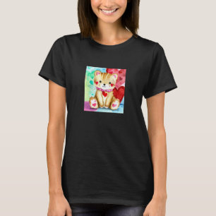 T-shirt Saint-Valentin Amour Coeur Chat Teddy Petite Amie 