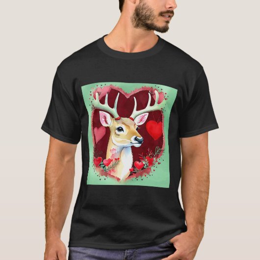 T-shirt Saint Valentin Amour Coeur mignon Deer Girlfriend  (Devant)