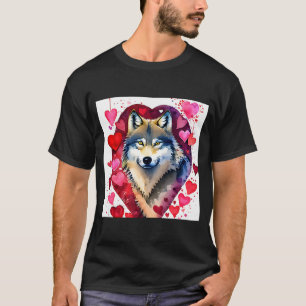 T-shirt Saint Valentin Amour Coeur mignon Wolf Girlfriend