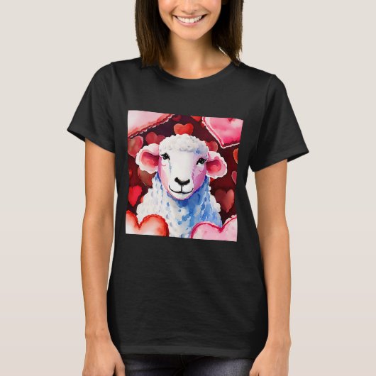 T-shirt Saint-Valentin Amour Coeur Mouton Girlfriend Fianc (Devant)