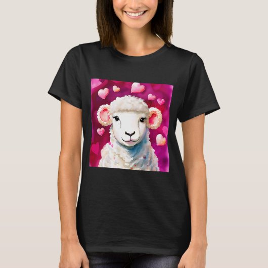 T-shirt Saint-Valentin Amour Coeur Mouton Girlfriend Fianc (Devant)