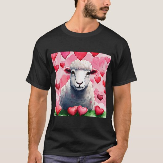 T-shirt Saint-Valentin Amour Coeur Mouton Girlfriend Fianc (Devant)