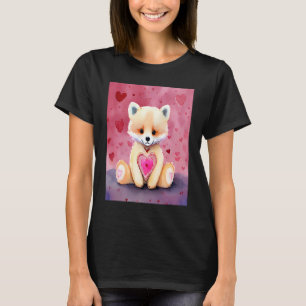 T-shirt Saint-Valentin Amour Coeur Renard Teddy Petite Ami