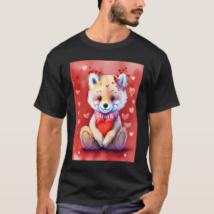 T-shirt Saint-Valentin Amour Coeur Renard Teddy Petite Ami