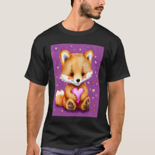 T-shirt Saint-Valentin Amour Coeur Renard Teddy Petite Ami