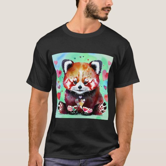 T-shirt Saint Valentin Amour Coeur Rouge Panda Girlfriend  (Devant)