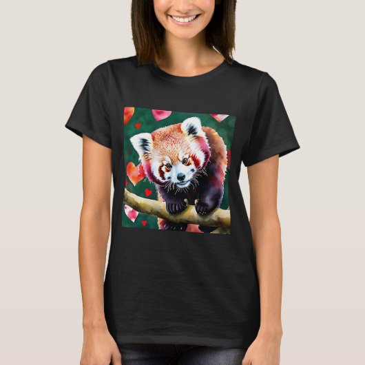 T-shirt Saint Valentin Amour Coeur Rouge Panda Girlfriend  (Devant)