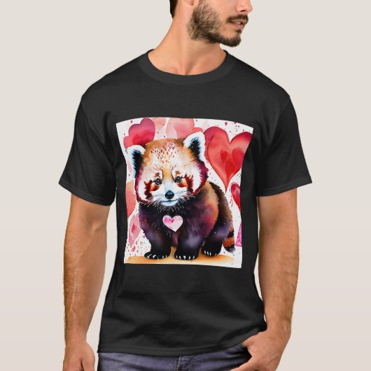 T-shirt Saint Valentin Amour Coeur Rouge Panda Girlfriend  (Devant)