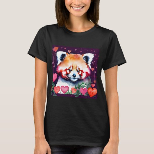 T-shirt Saint Valentin Amour Coeur Rouge Panda Girlfriend  (Devant)