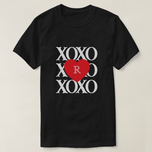 T-shirt Saint-Valentin amour xoxo initiale (Design devant)