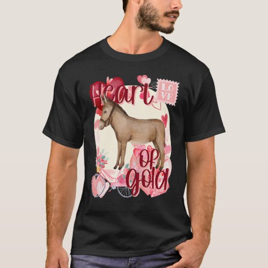 T-shirt Saint-Valentin Âne Simplement Aquarelle Couleurs S (Devant)