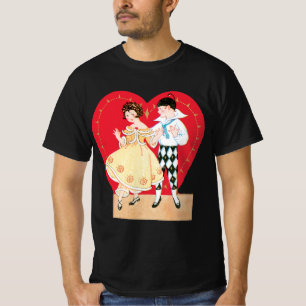 T-shirt Saint Valentin, Arlequin Vintage et Coeur