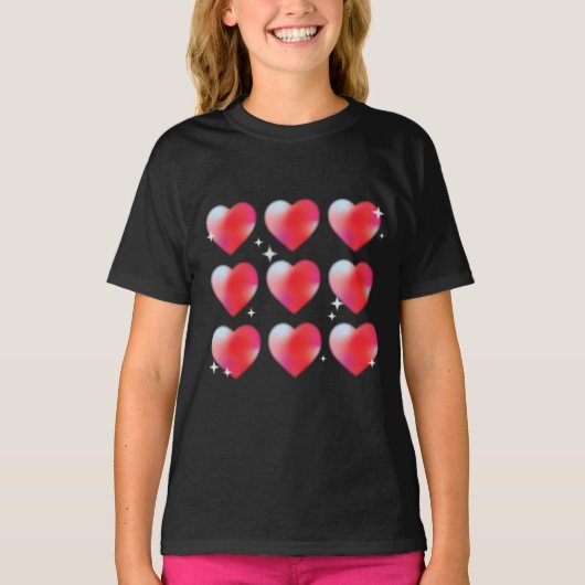 T-shirt Saint Valentin aux coeurs roux (Devant)
